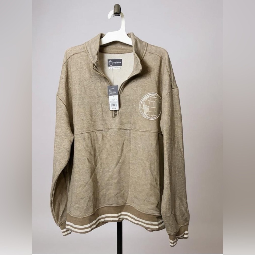 Original Use Tan Zip Up Sweater with Mock Neck